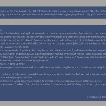 TurkNet Sonsuz Zamlar, Kopan İnternet Ve Ulaşılmaz Müşteri Hizmetleri