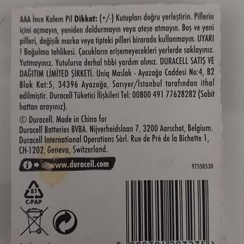 Paketinde Akan Pil Duracell