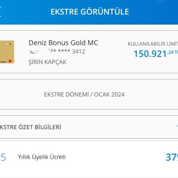 Denizbank Yıllık Kart Ücreti İade Talebi