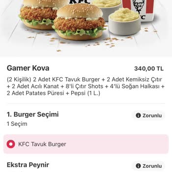 KFC Tavuk Burger Görsel İle Gelen Ürün Büyük Farkı