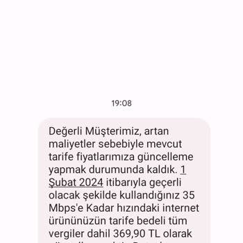 Millenicom Tüm Vergiler Dahil 369,90 TL Olarak Güncelleme