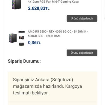 Vatan Bilgisayar Çok Yavaş Kargolama
