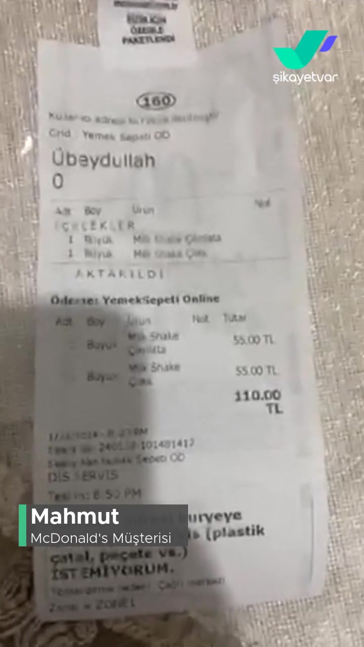 McDonald's Milkshake Söyledim Dondurma Geldi! videonun kapak resmi