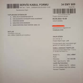 Renault Dacia Yetkili Servis ASF Ayıplı Ürün