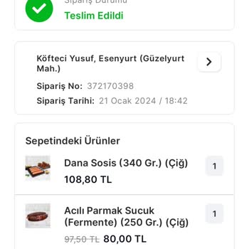 Köfteci Yusuf Teslimat Yapmayıp Para İadesi Yapmıyor.