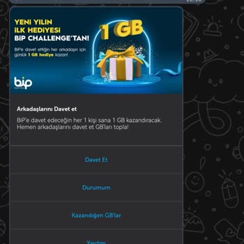 BİP Uygulaması BİP Challenge Uygulaması Vermediği GB Lerim