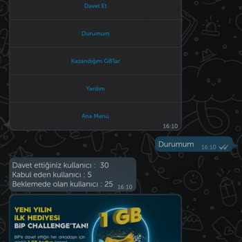 BİP Uygulaması BİP Challenge Uygulaması Vermediği GB Lerim