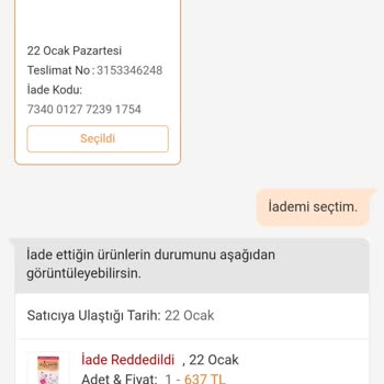 Trendyol Aldığımız Güneş Kremi İadem Reddedildi