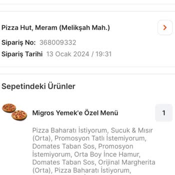 Migros Yemek Keyfi Sipariş İptali