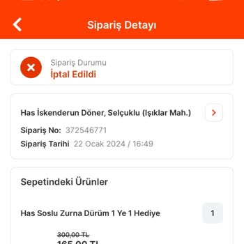 Migros Yemek Keyfi Sipariş İptali