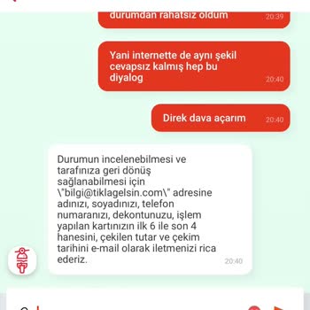 Tıkla Gelsin TAB Gıda Sipariş Oluşmamasına Rağmen Para Çekimi