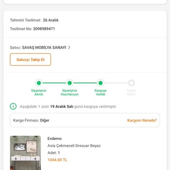 Evdemo Lojistik Aldığım Mobilya İle İlgili Şikayetim