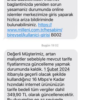 Millenicom 140 ₺ Taahhütlü İnterneti 350 ₺ Çıkardı