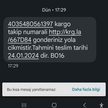 Aras Kargo Farklı Kişi Kargo Mesajı