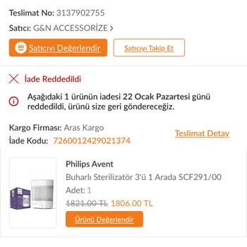 Trendyol G&N Accessorize Den Aldığım Philips Buharlı Sterilizatör