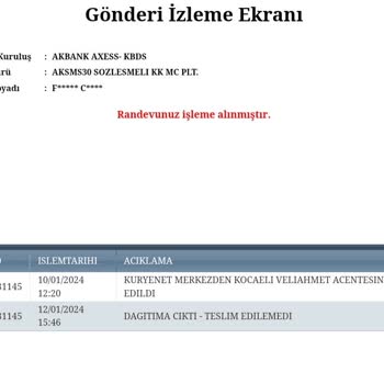 Kuryenet Kartı Teslim Etmedi