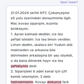KFC Kocaman Özür Borçlusunuz
