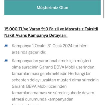 Garanti BBVA Faizsiz Nakit Avans Kullanamadım!