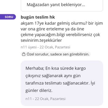 N11 Kargoist Aynı Gün Teslim Sorunu