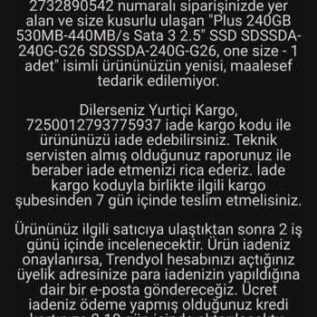 Trendyol Sandisk Değişim Talebi Kabul Edilmedi