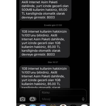 Vodafone İnternet Aşımı HKK