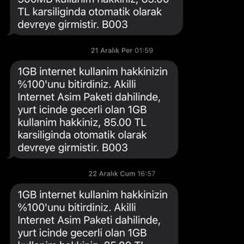 Vodafone İnternet Aşımı HKK