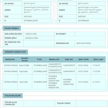 PTT Kargo Uzun Süre Teslim Edilmeyen Kargo Paketi İle İlgili Şikayet