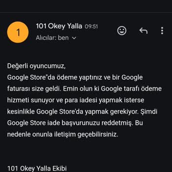 Google Play Ve Yalla 101 Okey Hakkında Bilgim Dışında İşlem