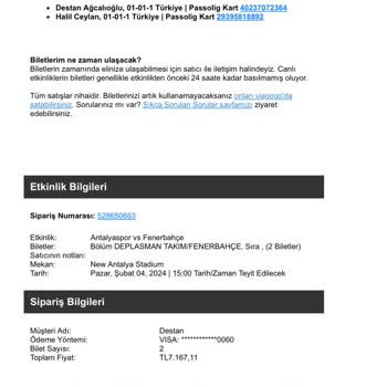 Viagogo Bilet Para İadesi Şikayet