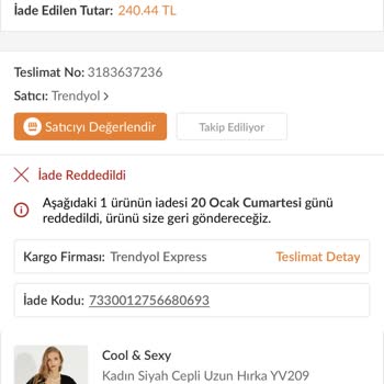 Trendyol Ücret İademin Yapılmaması