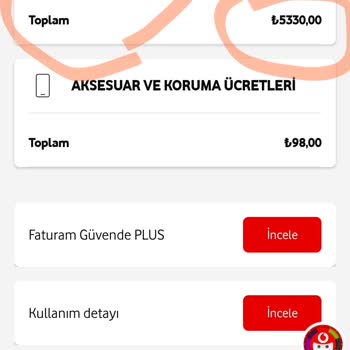Vodafone Fazla Yansıtan Ve Geri Ödenmeyen Tutar.