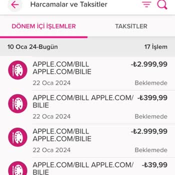 Apple. Com/Bıll Firması Kredi Kartımdan İzinsiz Alışveriş Şikayeti