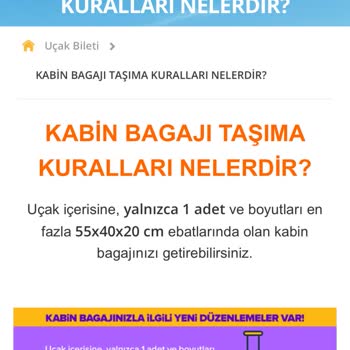 Pegasus Kabin Bagajla Alakalı Eksik Bilgi