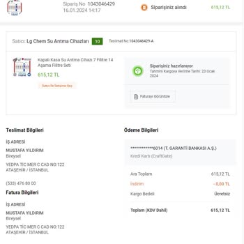 Koçtaş Taklit Su Arıtma Filtresi