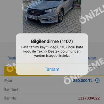 Sahibinden 1107 Hata Kodu