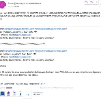 Avansas Ürün Teslimi Yapmıyor Ücreti İade Etmiyor