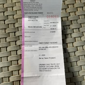 Tamer Tanca 3 Aylık Ayakkabıda Yırtılma Çatlama
