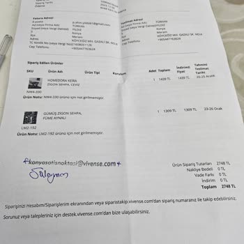 Vivense Ürün İptali Ve Fiyat Farkı Mağduriyeti