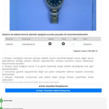 Saat & Saat Ürün Kusurlu Olmasına Rağmen Ücret Talep Ediliyor