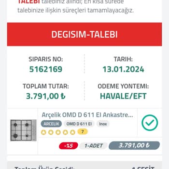 Arcelikavm.com Siparişi Bulamıyorlar 10 Günden