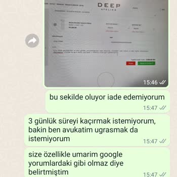 Deep Atalier Ürün İade Etmiyor
