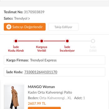Trendyol Sipariş İade Sürecinde Yaşanan Sorun Ve Çözüm Talebi