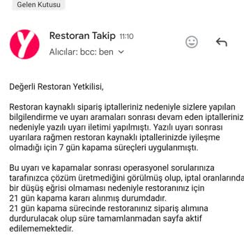 Yemeksepeti Haksız Restoran Kapatma Cezası