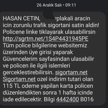 Sigortam.net İndirim İadesini Yapmıyor
