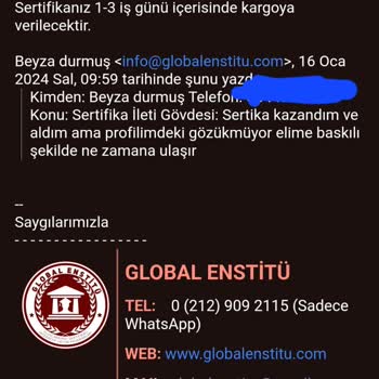 Global Enstitüsü Sertifika