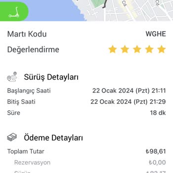 Martı Elektrikli Scooter Uygulamasında Fazladan Ücret Tahsilatı