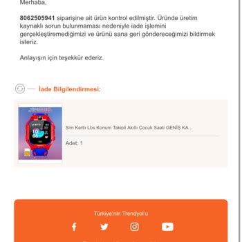 Trendyol Onkatech Kullanılmış Ve Çalışmayan Akıllı Çocuk Saati Gönderdiler
