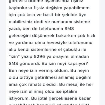 LCW 5296 İzin Mesajı