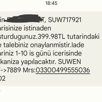 Suwen Gönderilmeyen Ve 1 Ay Sonra İptal Edilen Kargo