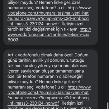 Vodafone 4 Saatte Gelen 8 Reklam Mesajı